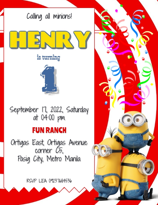 Modele Minions Red White Birthday Invite Postermywall Modele Minions Red White Birthday Invite Postermywall