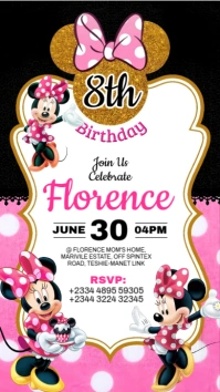 Minnie Mouse Birthday Invitation Digital Display (9:16) template