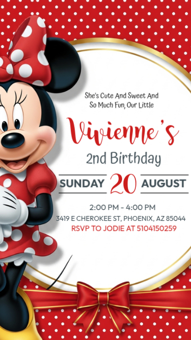 Minnie Mouse Birthday Invitation Template | PosterMyWall