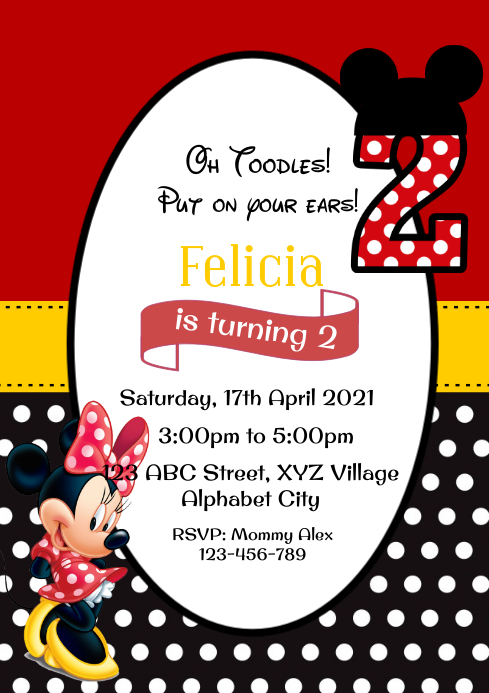 Modele Minnie Mouse Anniversaire Invitation Postermywall Modele Minnie Mouse Anniversaire Invitation Postermywall