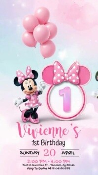 Minnie Mouse Birthday Invitation Instagram Reel template