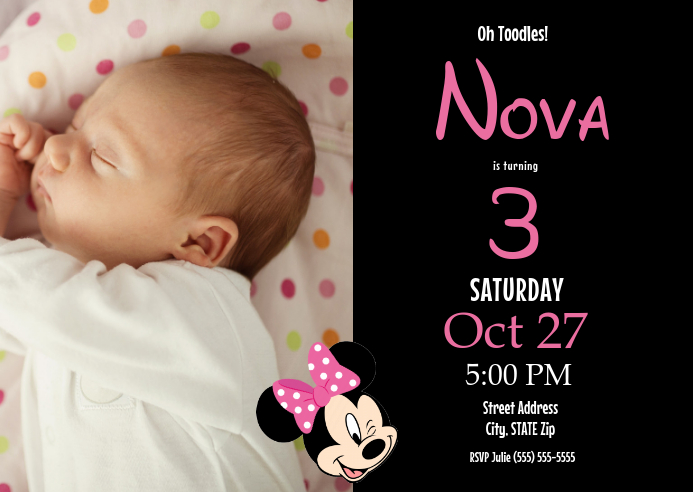 Modele Minnie Mouse Anniversaire Invitation Postermywall Modele Minnie Mouse Anniversaire Invitation Postermywall