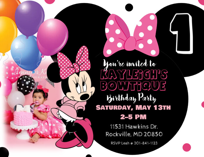 Modele Minnie Mouse Anniversaire Invitation Postermywall Modele Minnie Mouse Anniversaire Invitation Postermywall
