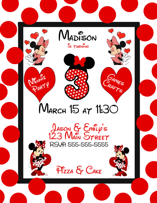 Minnie Maus Geburtstags Party Broschure Vorlage Postermywall