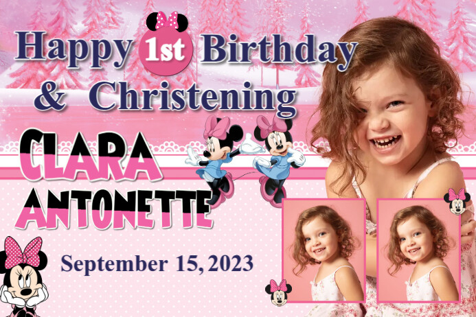 Minnie Mouse Christening & Birthday Layout Transparent 4 stopy × 6 stóp template