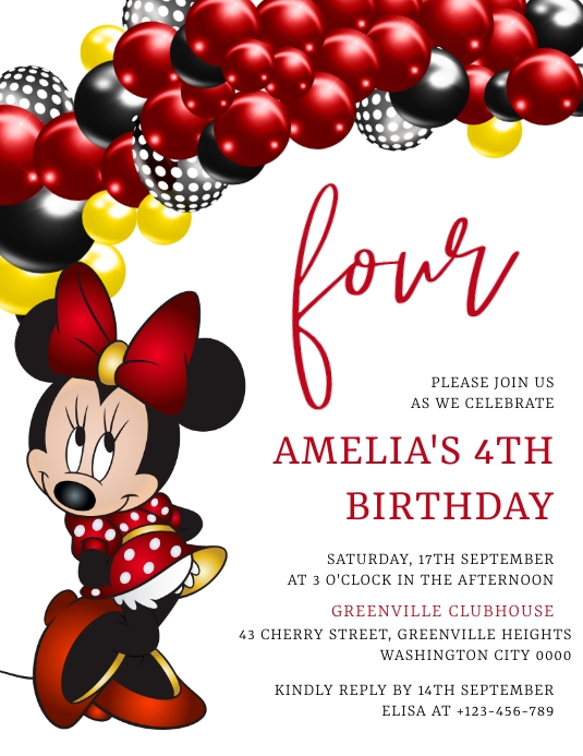 Minnie Mouse Folheto (US Letter) template