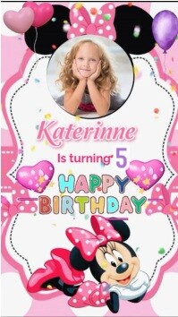 minnie mouse happy birthday greeting card Digitale display (9:16) template
