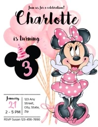Minnie mouse pastel girls birthday invitation Flyer (US Letter) template