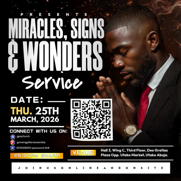 Plantilla de Miracles Signs Wonders Church Service | PosterMyWall