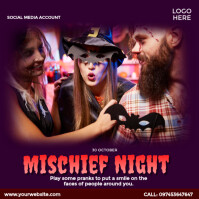 紫色 Mischief Night โพสต์บน Instagram Template