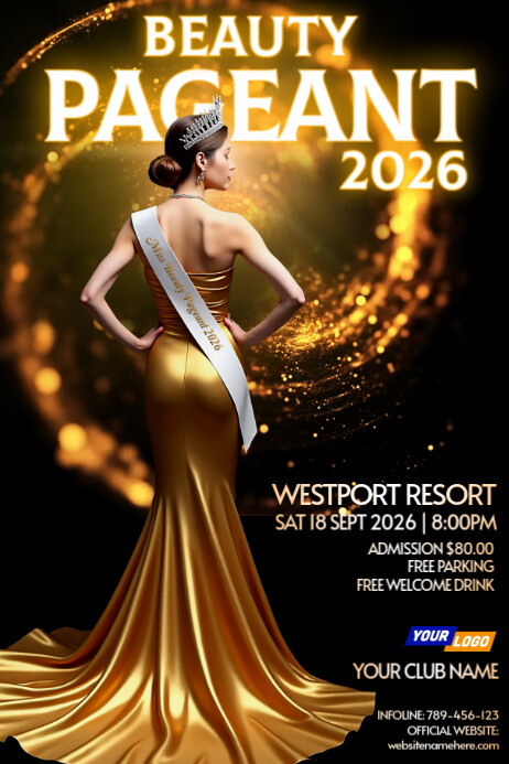 Miss Beauty Pageant Competition Poster Cartaz template