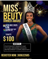 Miss beuty dinner and award night party flyer Instagram Portrait template