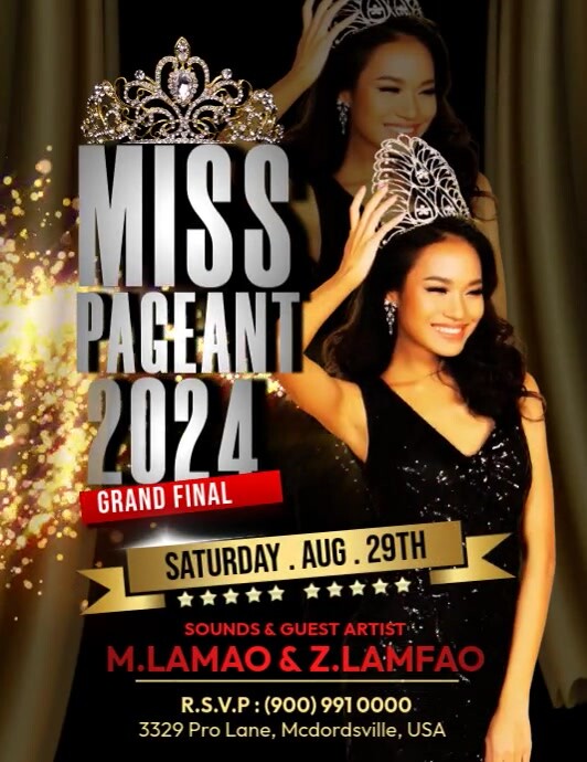 Pageant Flyers Examples Miss Pageant 2024 Template | PosterMyWall