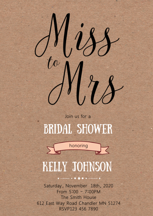 Miss To Mrs Bridal Shower Party Invitation Template Postermywall