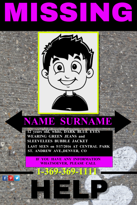 Missing Child Poster Template Postermywall