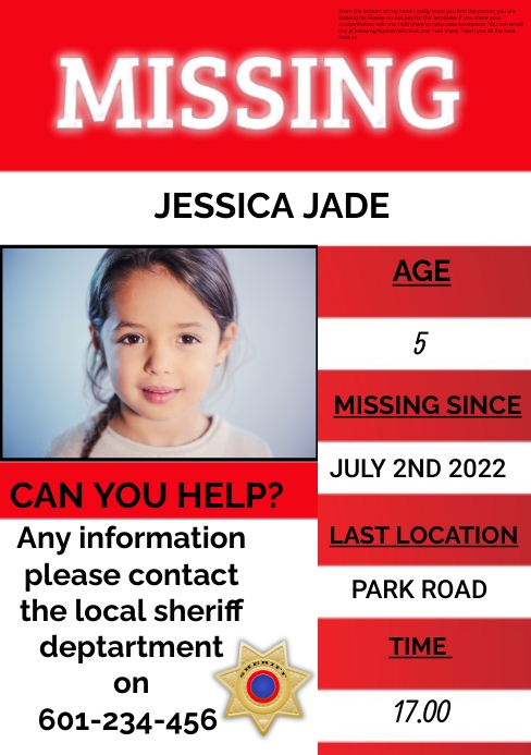 Missing person A5 Poster (1) template
