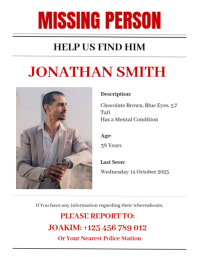 Missing Person Alert Ulotka (US Letter) template