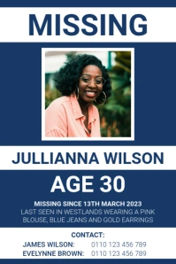 missing person alert Affiche template