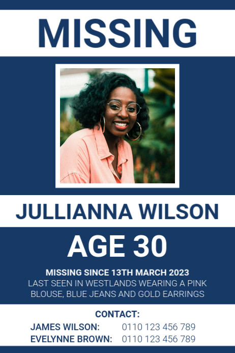 Missing Person Alert Template PosterMyWall