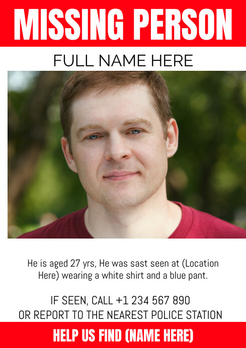 Missing Format missing person Template | PosterMyWall