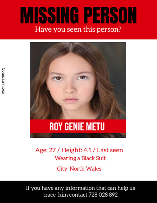 Missing person Flyer (US Letter) template