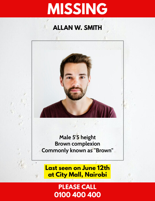 Missing person Template PosterMyWall Missing person Template PosterMyWall