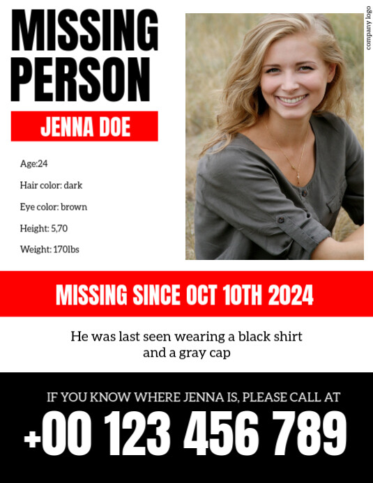 Missing person Flyer (US Letter) template