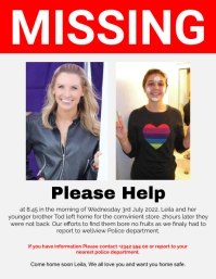 MISSING person Flyer (format US Letter) template