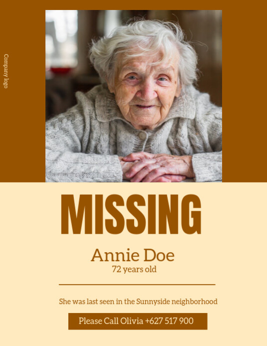 Missing person report Flyer (US Letter) template