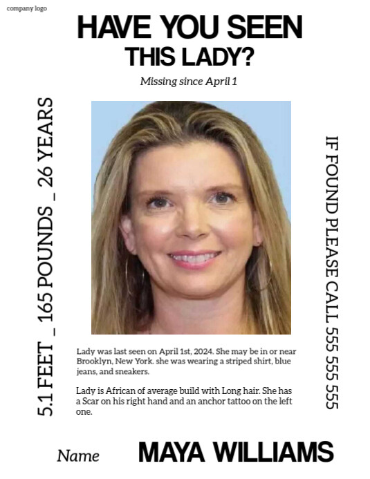 Missing person report Flyer (US Letter) template