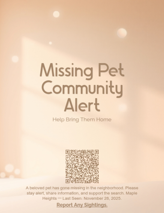 Copy of Missing Pet Alert Flyer Template | Minimal Soft Pastel ...