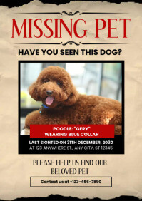 missing pet animal template A4