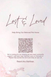 Missing Pet Poster Template | Soft Watercolor Lost Animal Layout