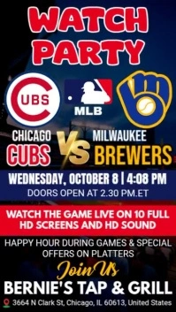 MLB 2025: Chicago Cubs vs Milwaukee Brewers Watch Party Instagram Reels Party template