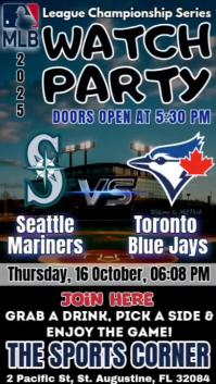 MLB 2025: Watch Party Blue Jays vs Mariners Instagram Template