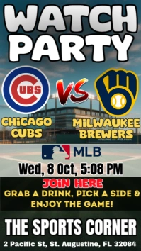MLB 2025: Watch Party Chicago Cubs vs Milwaukee Brewers Instagram Template Instagram-Story
