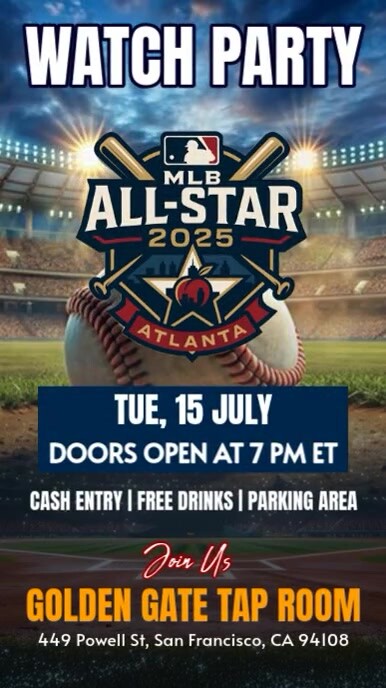MLB 2025 Baseball: All Star Game Watch Party Instagram Story Template Instagram-verhaal