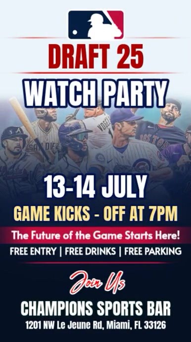 MLB 2025 Baseball: Draft 25 Watch Party Instagram Story Template