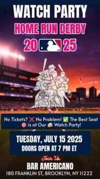 MLB 2025 Baseball: Home Run Derby Watch Party Instagram Story Template