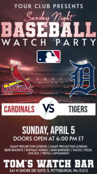 MLB 2026: Detroit Tigers vs St. Louis Cardinals Watch Party Instagram Story template