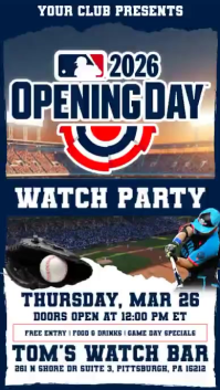 MLB 2026 Opening Day Game Watch Party Instagram Story Video template