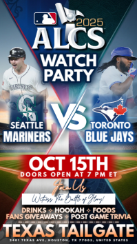 MLB American League Championship Series: Seattle Mariners vs Toronto Blue Jays Watch Party Template Instagram Story