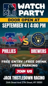 MLB Brewers Vs Phillies Watch Party Instagram Story Template