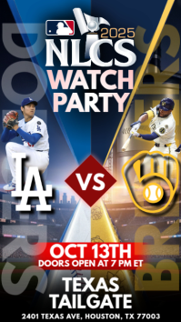 MLB National League Championship Series: Dodgers vs Brewers Watch Party Instagram Story Template