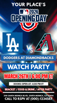 Mlb opening day game: Dodgers vs Dbacks watch partyInstagram Story template