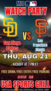 Mlb San Diego Padres Vs San Francisco Giants Watch Party Instagram Story template