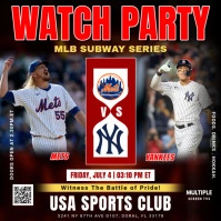 MLB Subway Series: Yankees vs Mets Baseball Watch Party Instagram Post Template