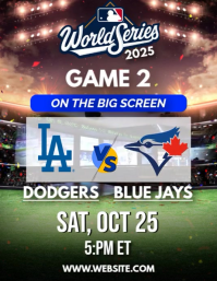 Mlb World Series 2025: Los Angeles Dodgers Vs Toronto Blue Jays Game 2 Flyer Volante (Carta US) template
