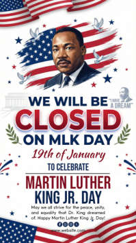 We Are Closed on Martin Luther King Jr. Day Instagram-Story template