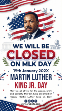 We Are Closed on Martin Luther King Jr. Day Instagram Story template